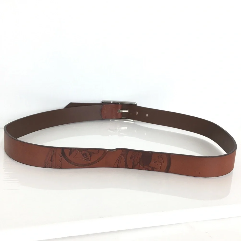 NFL Washington Redskins Commanders Old Logo Tooled Leather Belt Brown Men’s 40